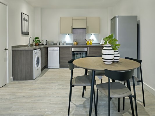 Harles Hope Media City Apartments 1 Bedroom Apartment Kitchen Dining Area.B