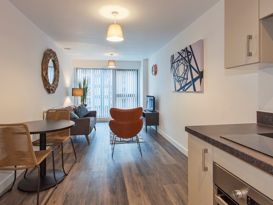 Charles Hope Birmingham City Apartments 1 Bedroom Apartment Lounge Kitchen Diner