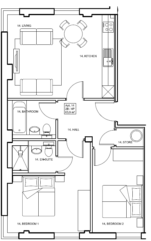 Charles Hope Swindon Two Bedroom Two Bathroom Floorplan