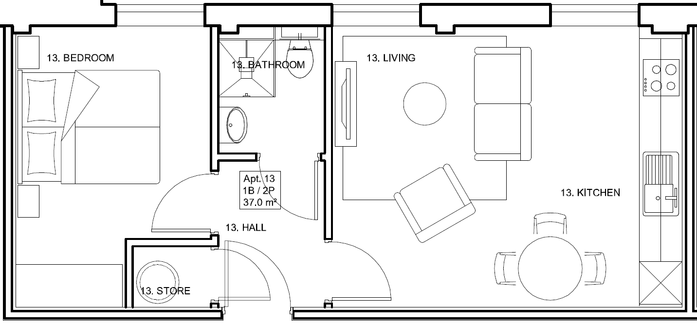 Charles Hope Swindon  One Bedroom (Shower Only) Floorplan