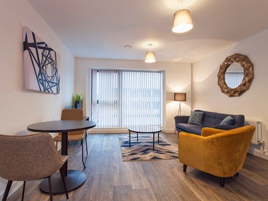 Charles Hope Birmingham City Apartments 1 Bedroom Apartment Lounge Area Kitchen Dining Area.C