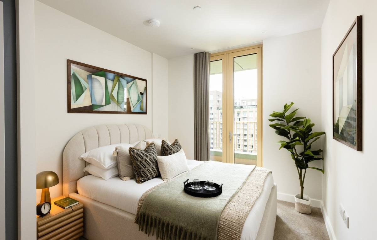 Bedroom in a Charles Hope London Battersea apartment