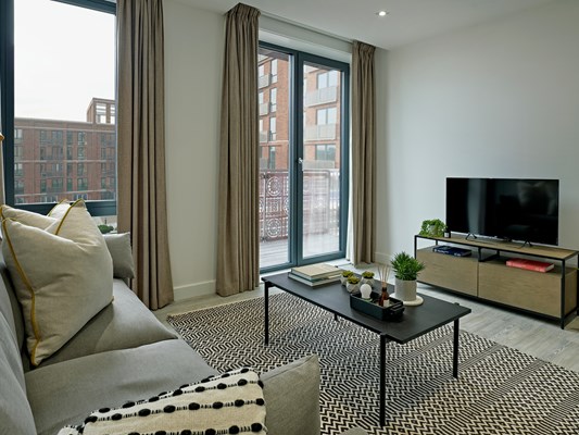 Harles Hope Media City Apartments 1 Bedroom Apartment Lounge Area.A