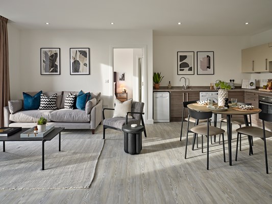 Charles Hope Media City Apartments 2 Bedroom Apartment Lounge Kitchen Diner.D