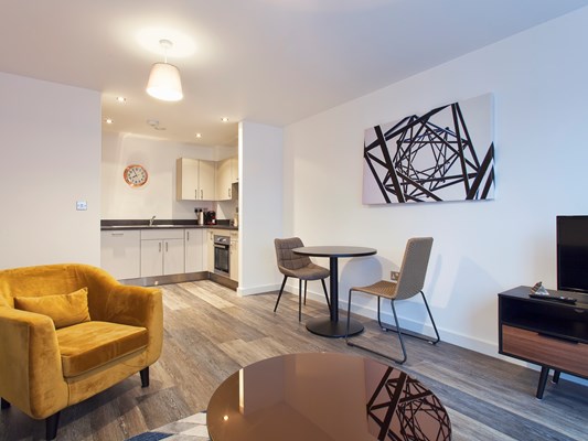 Charles Hope Birmingham City Apartments 1 Bedroom Apartment Lounge Kitchen Dining Area.A
