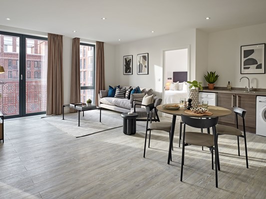 Charles Hope Manchester Media City 2 Bedroom Apartment Kitchen Lounge Diner