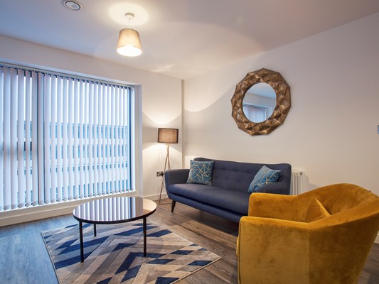 Charles Hope Birmingham City Apartments 2 Bedroom Apartment Lounge Area Kitchen Dining Area.A