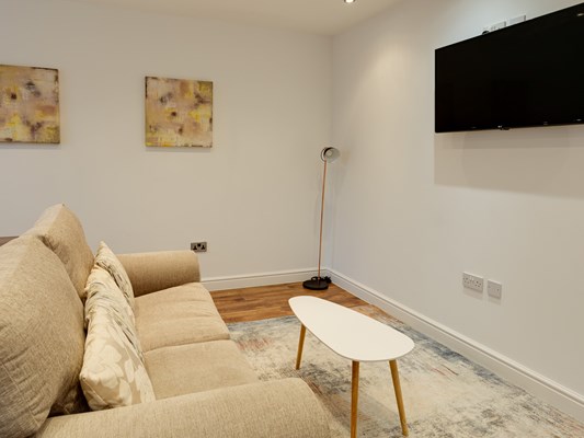 Swindon One Bedroom Shower Only Serviced Apartment Lounge & TV