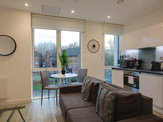 Reading One Bedroom Open Plan Serviced Apartment Open Plan Lounge Kitchen