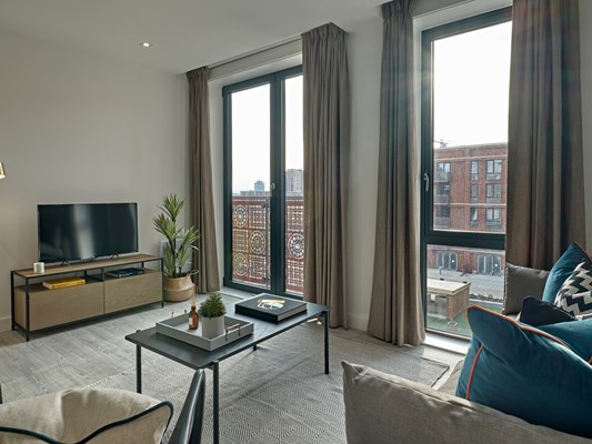 Harles Hope Media City Apartments 1 Bedroom Apartment Lounge Area.C
