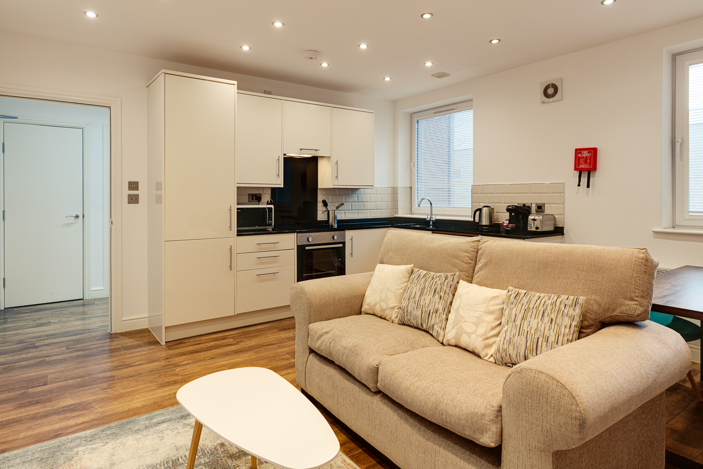 Swindon One Bedroom Shower Only Serviced Apartment Open Plan Lounge Kitchen Area